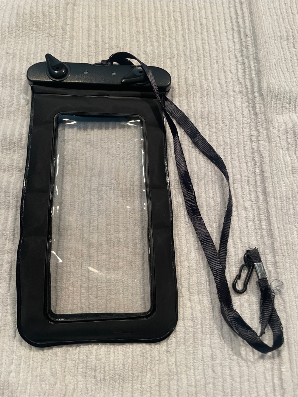 Black Waterproof Phone Pouch with Adjustable Lanyard